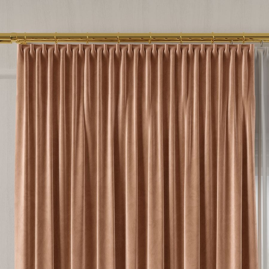Ekskluzywny materiał na zasłony do salonu Velvet, wysokość 300 cm, kolor ciemny beżowy - sprzedawana na metry
