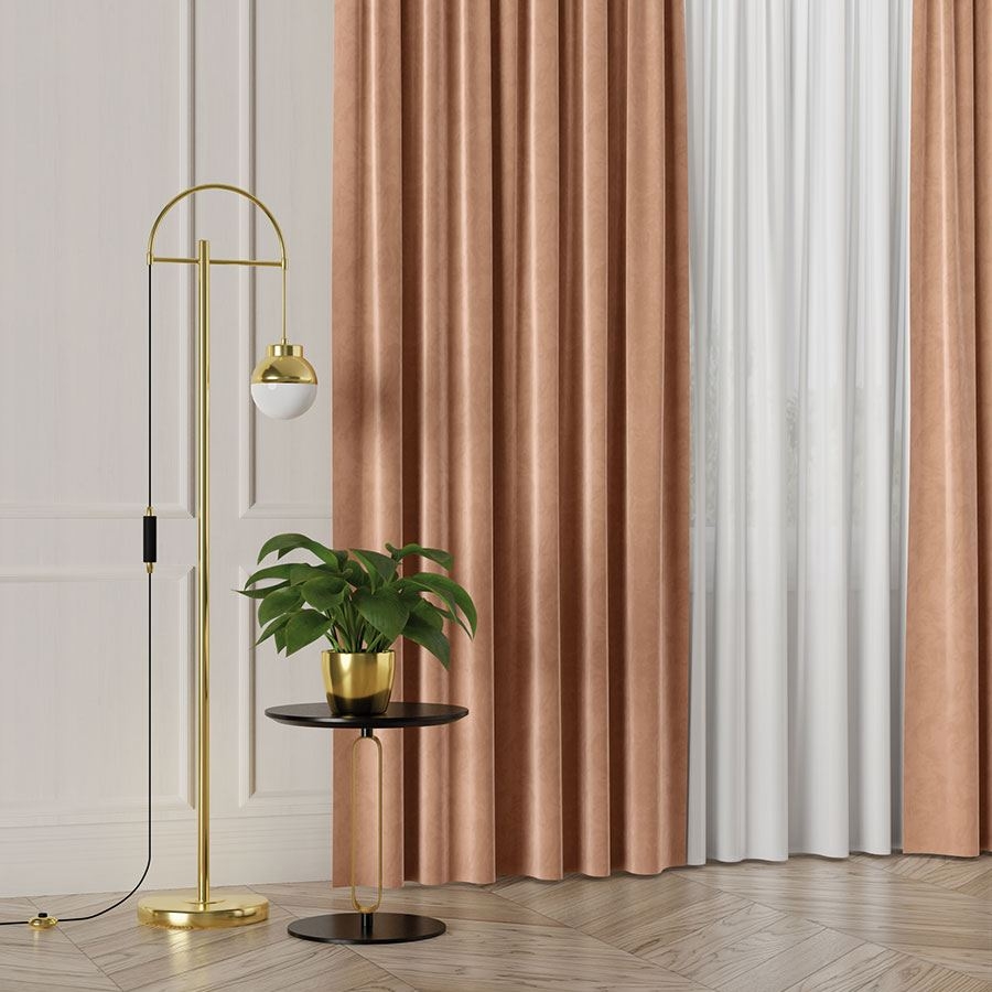 Ekskluzywny materiał na zasłony do salonu Velvet, wysokość 300 cm, kolor ciemny beżowy - sprzedawana na metry