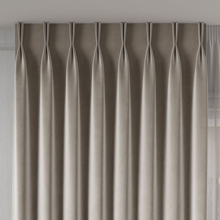 Ekskluzywny materiał na zasłony do salonu Velvet, wysokość 300 cm, kolor chłodny beżowy  - sprzedawana na metry
