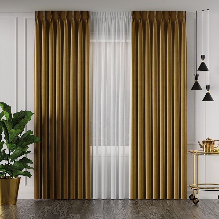 Ekskluzywny materiał na zasłony do salonu Velvet, wysokość 300 cm, kolor pastelowy khaki - sprzedawana na metry