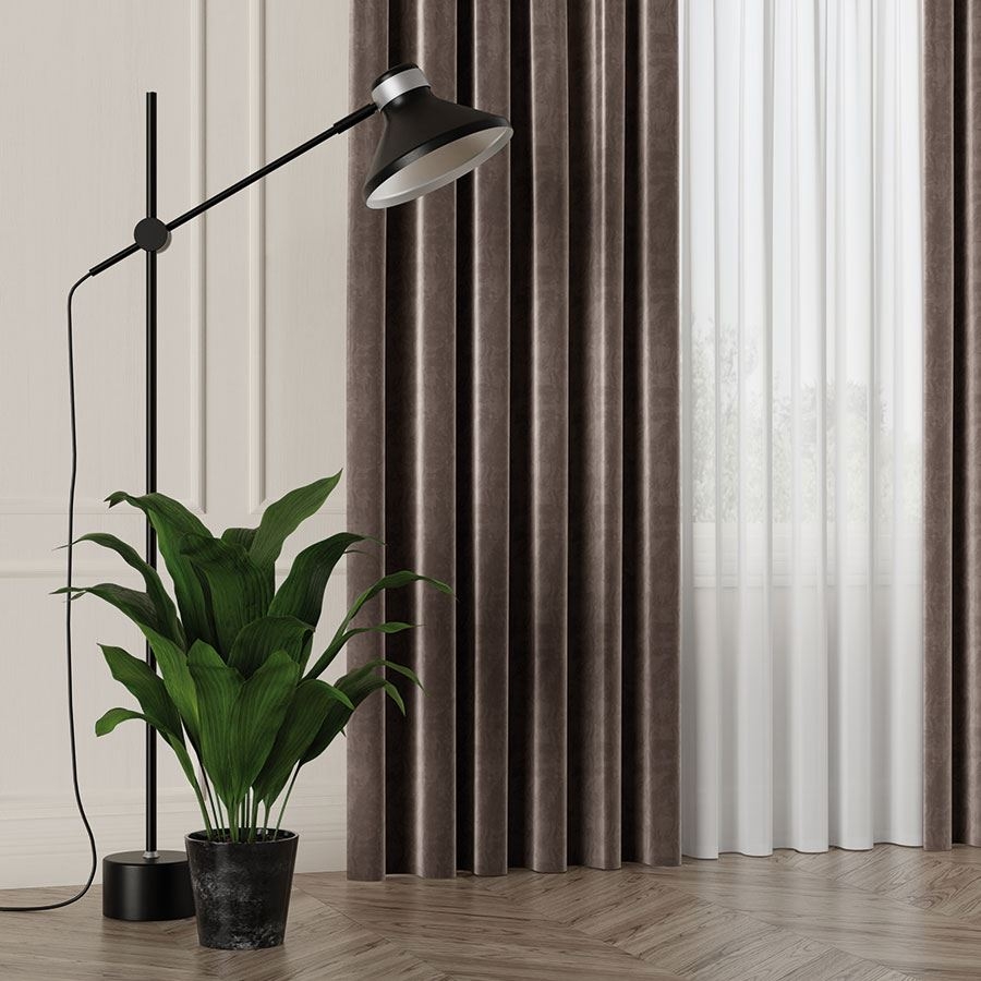 PREMIUM ALLURE Ekskluzywna tkanina zasłonowa na metry Velvet, wysokość 300 cm, kolor chłodny brązowy