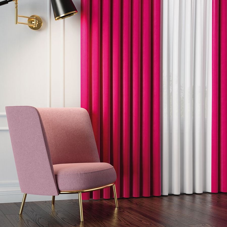 Ekskluzywna tkanina zasłonowa Velvet, wysokość 300 cm, kolor malinowy - sprzedawana na metry