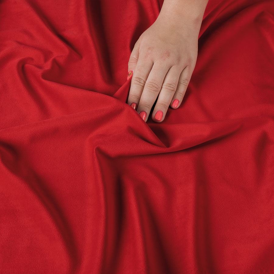 Ekskluzywny materiał na zasłony do salonu Velvet, wysokość 300 cm, kolor czerwony  - sprzedawana na metry