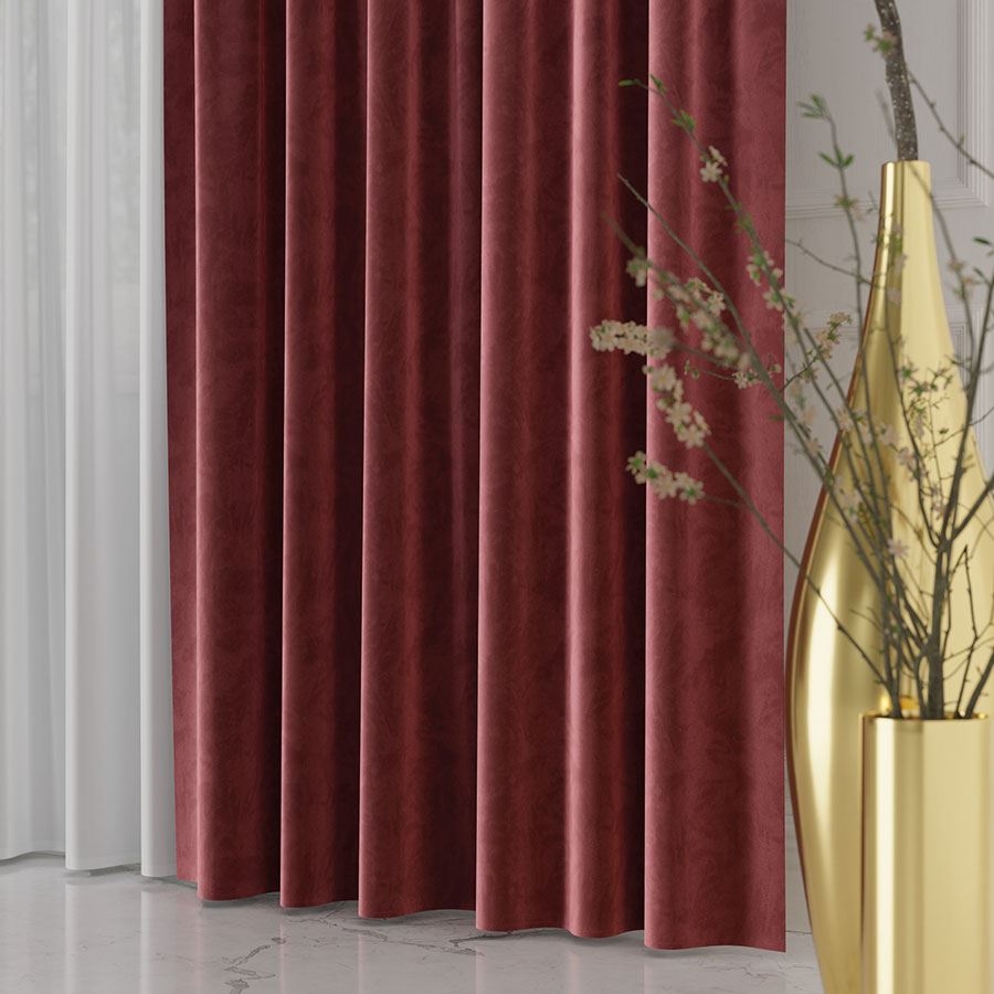 Ekskluzywna tkanina zasłonowa Velvet, wysokość 300 cm, kolor winny - sprzedawana na metry