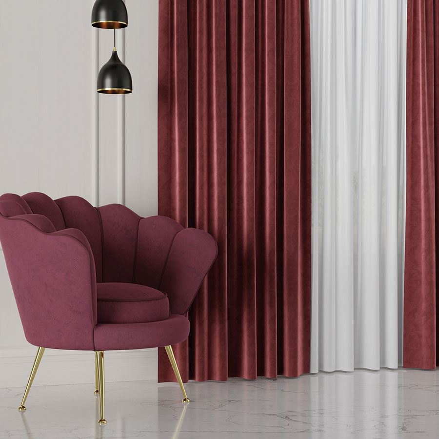 Ekskluzywna tkanina zasłonowa Velvet, wysokość 300 cm, kolor winny - sprzedawana na metry