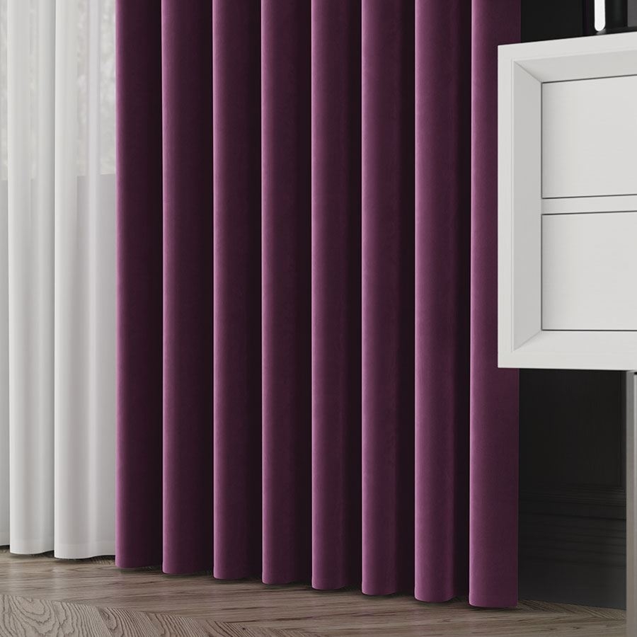 Ekskluzywna tkanina zasłonowa Velvet, wysokość 300 cm, kolor fioletowy - sprzedawana na metry