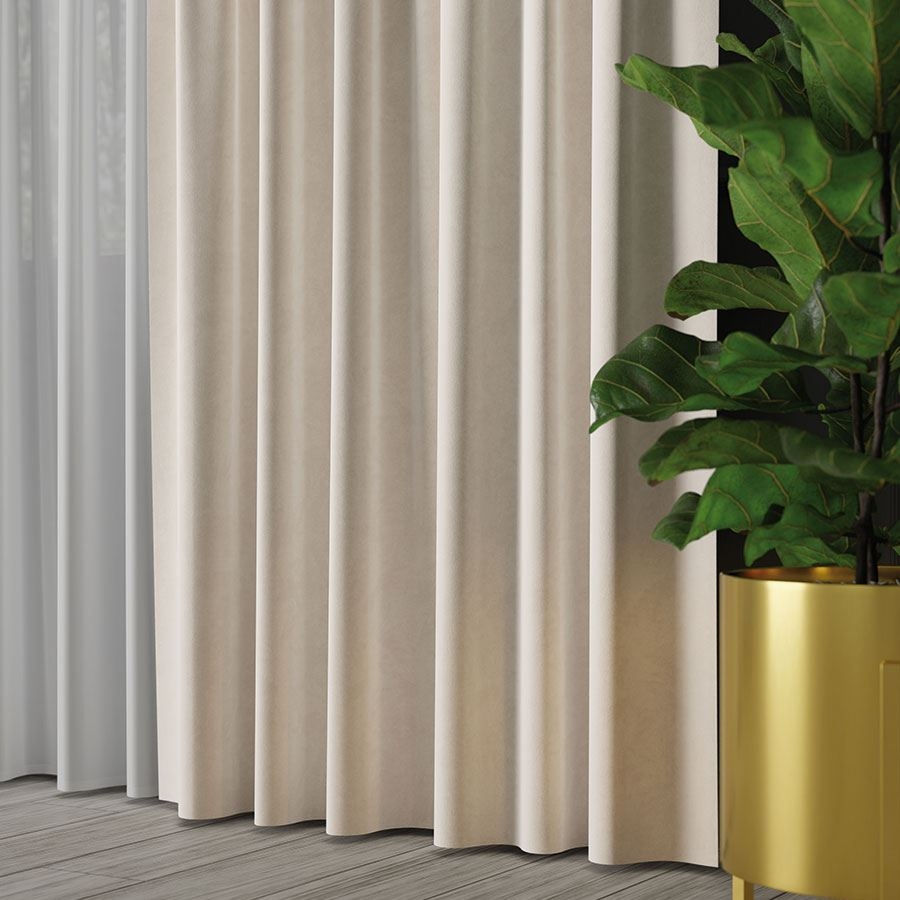 Ekskluzywny materiał na zasłony do salonu Velvet, wysokość 300 cm, kolor ecru - sprzedawana na metry