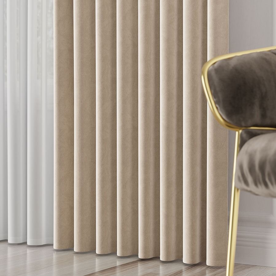 PREMIUM ALLURE Ekskluzywna tkanina zasłonowa na metry Velvet, wysokość 300 cm, kolor kremowy