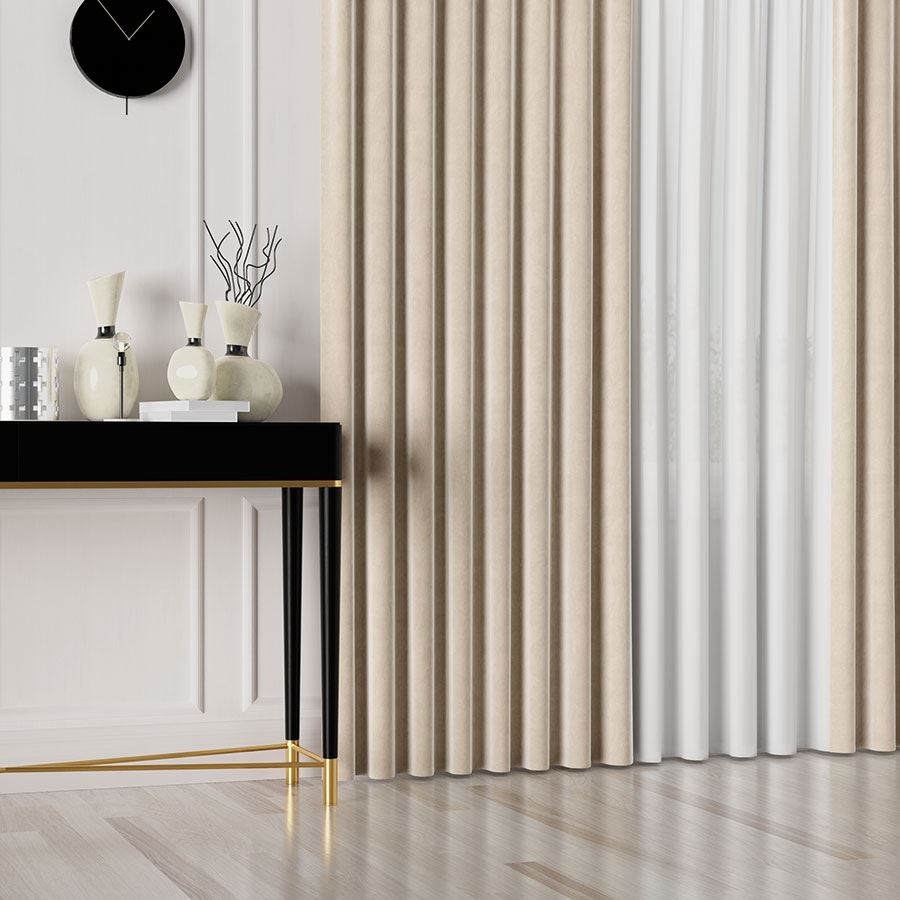 PREMIUM ALLURE Ekskluzywna tkanina zasłonowa na metry Velvet, wysokość 300 cm, kolor kremowy