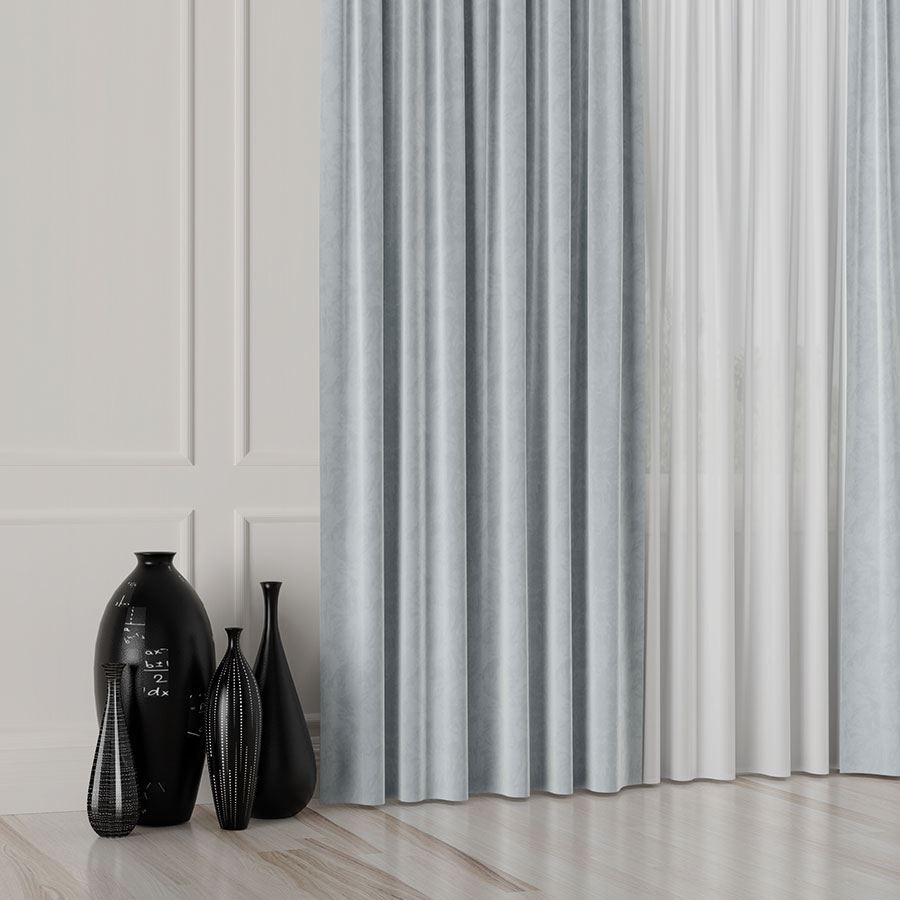 Ekskluzywna tkanina zasłonowa Velvet, wysokość 300 cm, kolor szaroniebieski - sprzedawana na metry