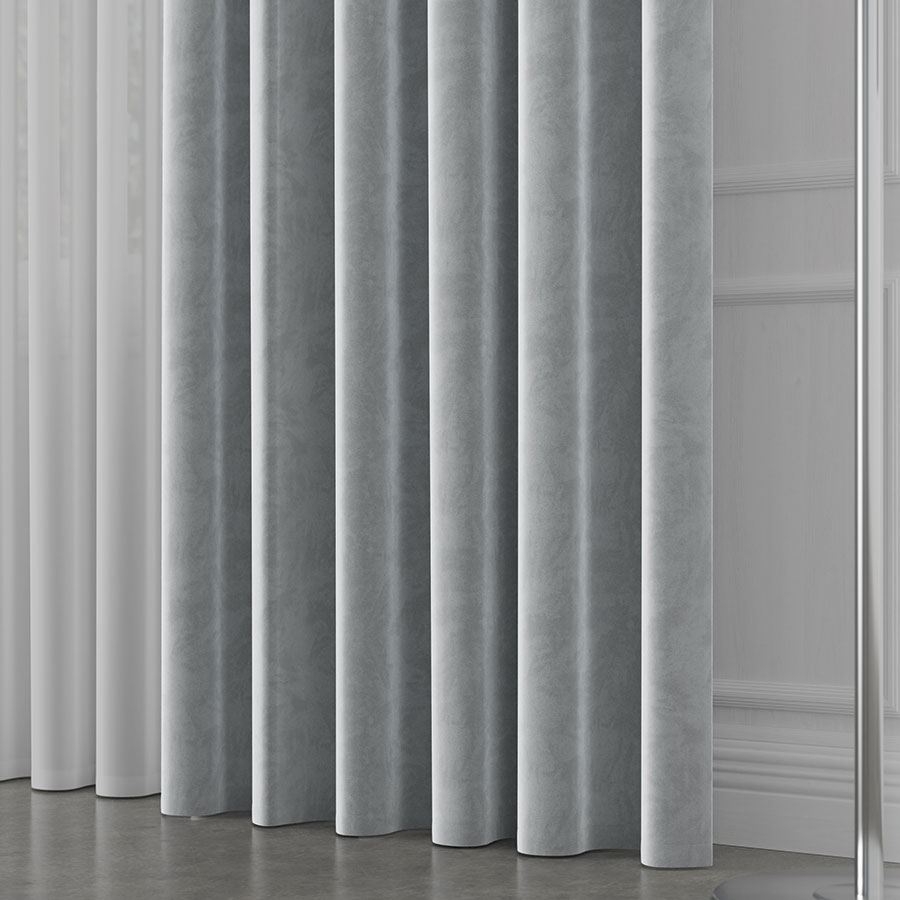 Ekskluzywny materiał na zasłony do salonu Velvet, wysokość 300 cm, kolor jasny szary - sprzedawana na metry