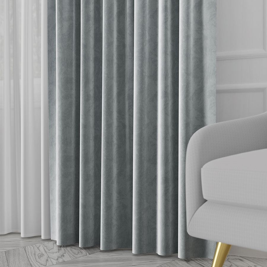 Ekskluzywny materiał na zasłony do salonu Velvet, wysokość 300 cm, kolor pastelowy szary - sprzedawana na metry