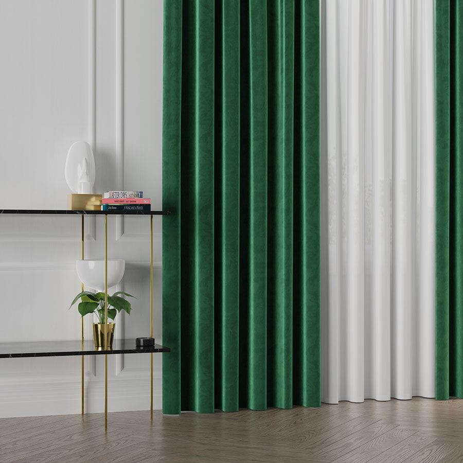 Ekskluzywna tkanina zasłonowa Velvet, wysokość 300 cm, kolor szmaragdowy - sprzedawana na metry