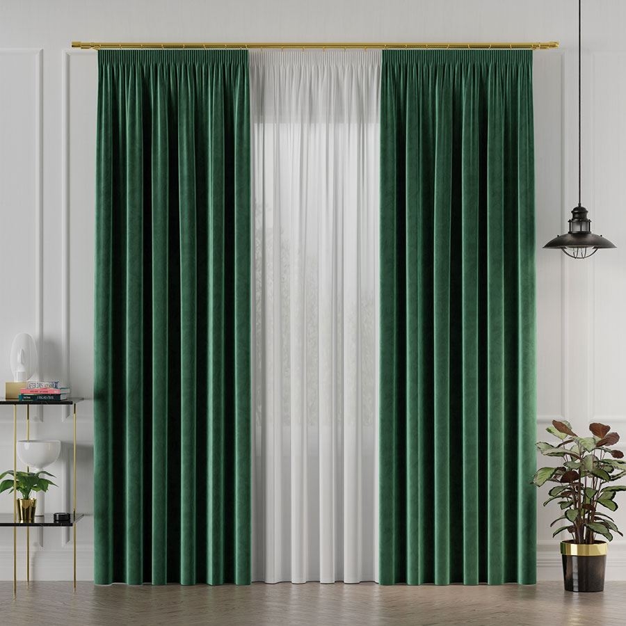 PREMIUM ALLURE Ekskluzywny materiał na zasłonowy na metry Velvet, wysokość 300 cm, kolor butelkowa zieleń