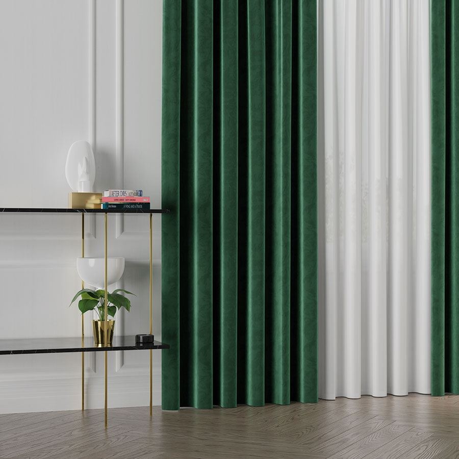 PREMIUM ALLURE Ekskluzywny materiał na zasłonowy na metry Velvet, wysokość 300 cm, kolor butelkowa zieleń