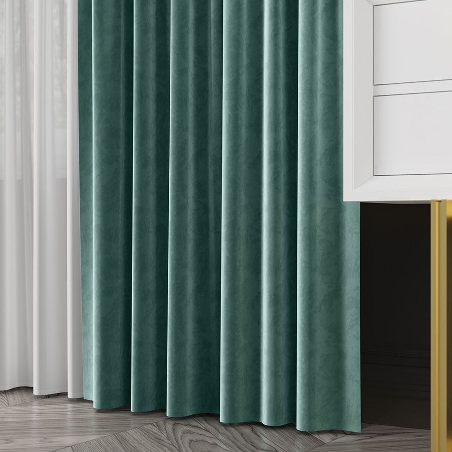 Ekskluzywna tkanina zasłonowa Velvet, wysokość 300 cm, kolor morski - sprzedawana na metry
