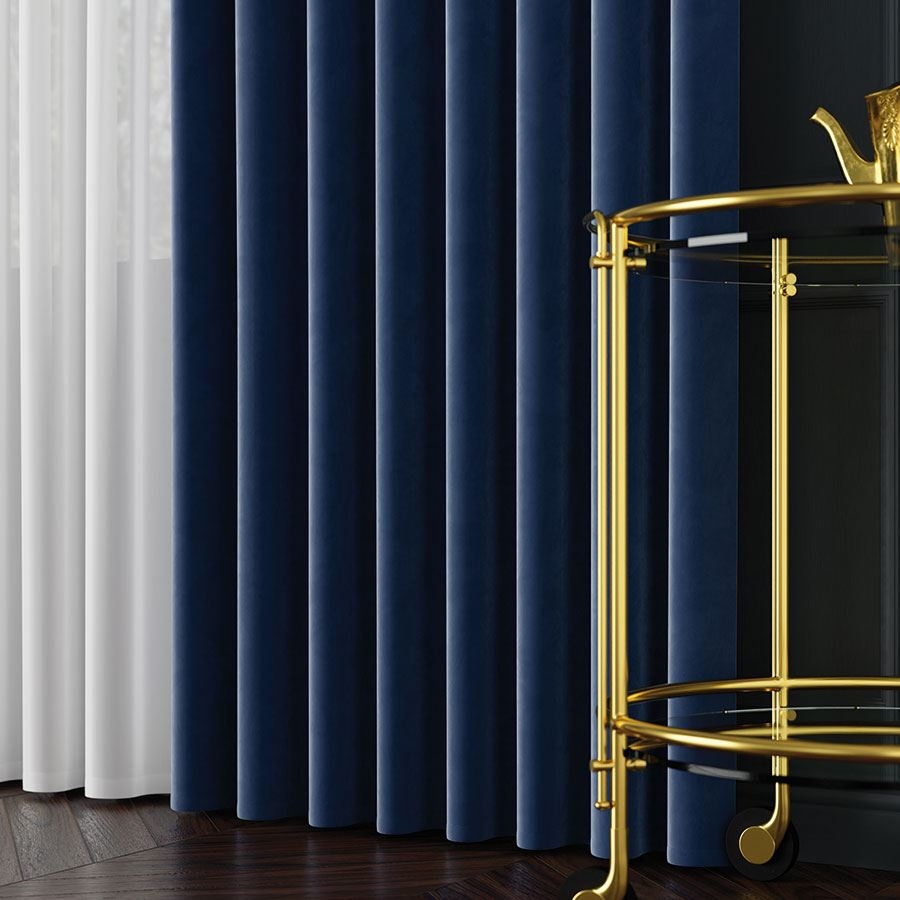 PREMIUM ALLURE Ekskluzywna tkanina zasłonowa na metry Velvet, wysokość 300 cm, kolor granatowy