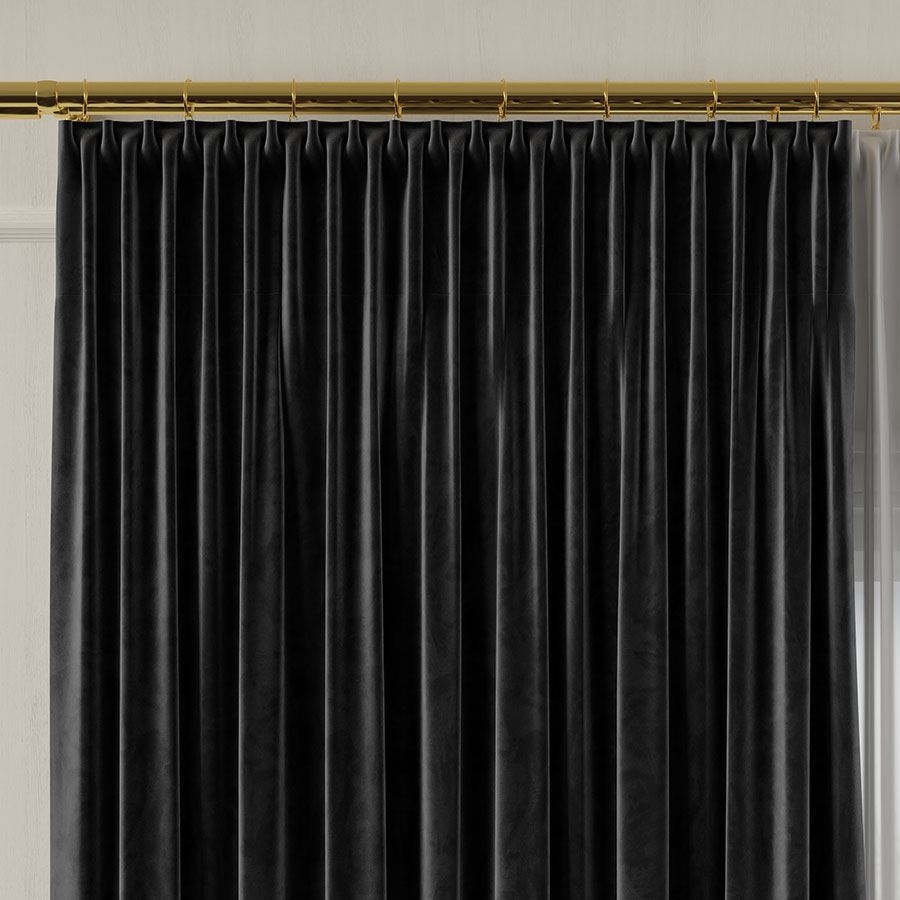 Ekskluzywny materiał na zasłony do salonu Velvet, wysokość 300 cm, kolor czarny - sprzedawana na metry