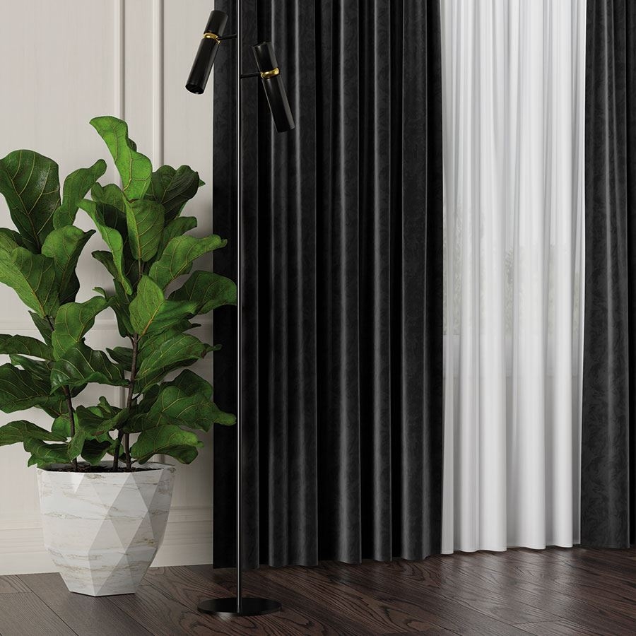 Ekskluzywny materiał na zasłony do salonu Velvet, wysokość 300 cm, kolor czarny - sprzedawana na metry