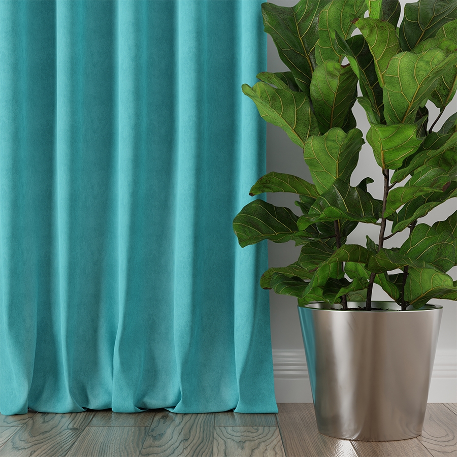 Welurowy materiał na zasłony, kolor błękitny, wysokość 290 cm, Milas - sprzedawany na metry