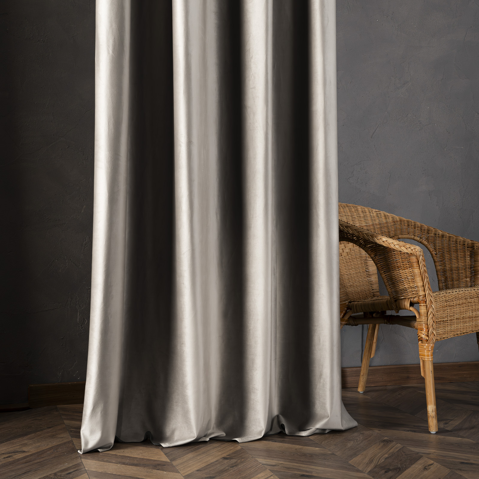 Zasłona do salonu premium welwet 80% zaciemnienia na przelotkach szarobeżowy, wys. 230-250 cm