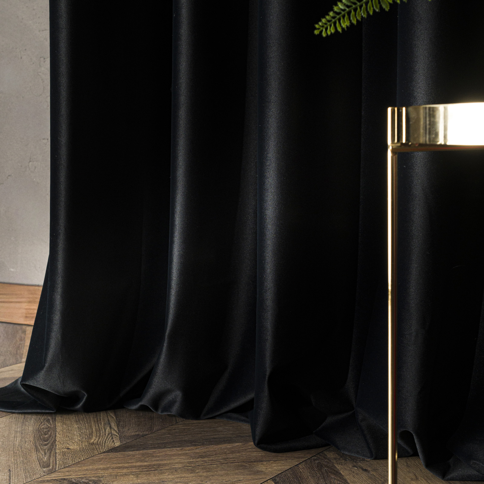 Zasłona do salonu premium welwet 80% zaciemnienia na taśmie czarny, wys. 230-250 cm