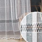 Firanka żakardowa ze wzorem pasowym, kolor biały, wysokość 250 cm, 011705 - sprzedawana na metry