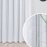 Błyszcząca firana z pionowymi paskami z obciążnikiem kolor biały, wysokość 290 cm, 018234 - sprzedawana na metry