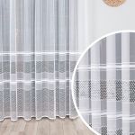 Długa firanka żakardowa do salonu ze wzorem pasowym, wysokość 250 cm - sprzedawana na metry