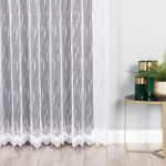 Firana żakardowa o strukturze deszczyku w kolorze białym do salonu, wysokość 250 cm, 000146 - sprzedawana na metry