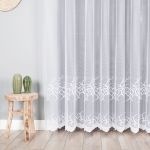 Firanka żakardowa ze wzorem pasowym, kolor biały, wysokość 250 cm - sprzedawana na metry