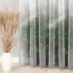 Długa firana do salonu, etamina z ołowianką i nadrukiem w tonacji zielonej, wysokość 295 cm, Forest - sprzedawana na metry