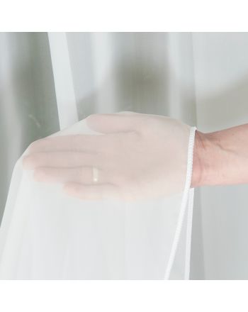 Firana woalowa trudnopalna gładka z obciążnikiem kolor kremowy, wysokość 330 cm - sprzedawana na metry
