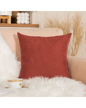 Poszewka na poduszkę z tkaniny welurowej Milas, do salonu, sypialni, kolor ceglasty, rudy