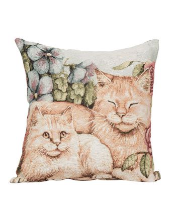 Gobelinowa poszewka z motywem kotów w stylu vintage, rozmiar 45x45 cm