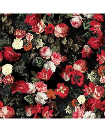 Tkanina zasłonowa drukowana velvet w czerwone kwiaty, szerokość 150 cm, Tulipa - sprzedawana na metry