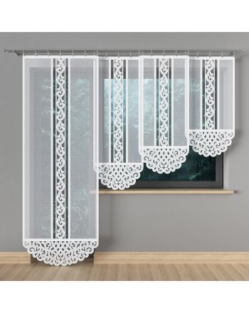 Długi panel żakardowy z ozdobnym dołem w kolorze białym Kether, rozmiar 90x250 cm