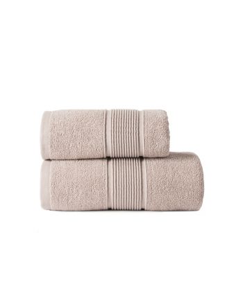 Beżowo-szary ręcznik bawełniany Naomi z elegancką bordiurą