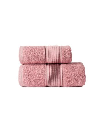 Różowy ręcznik bawełniany Naomi z elegancką bordiurą