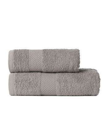 Ciemnoszary ręcznik bawełniany z delikatną bordiurą