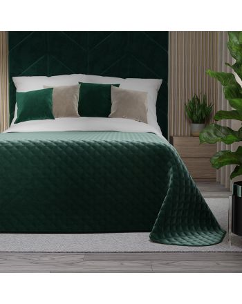 Pikowana welwetowa narzuta na łóżko, kolor szmaragdowy zielony