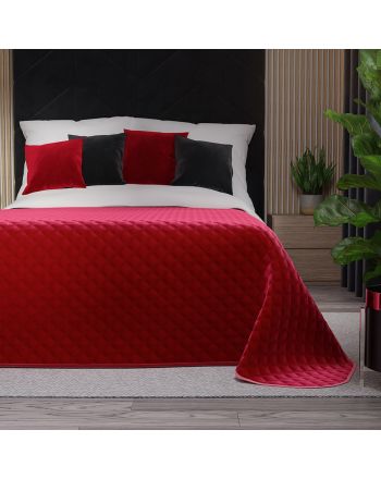 Pikowana welwetowa narzuta na łóżko, kolor czerwony