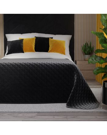 Pikowana welwetowa narzuta na łóżko, kolor czarny