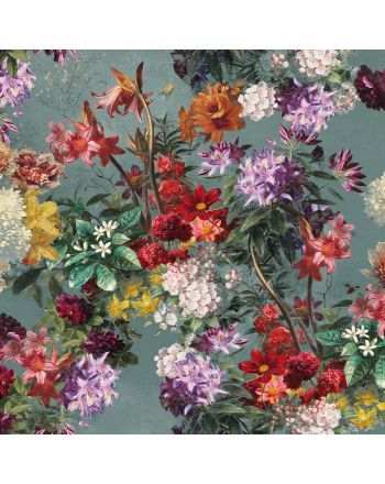 Tkanina zasłonowa welwetowa drukowana w kolorowe kwiaty, szerokość 150 cm, Azalia -sprzedawana na metry