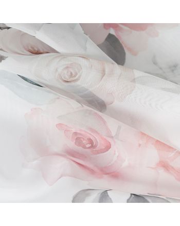 Firana w kwiaty Lanosa, kolor różowy - szyta na wymiar