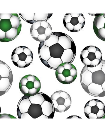 Tkanina zasłonowa drukowana w piłki, kolor zielony, szerokość 140 cm, Futbol, Piłka - sprzedawana na metry