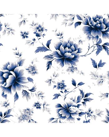 Tkanina wodoodporna, biała z drukiem niebieskich kwiatów, szerokość 160 cm, Floresa - sprzedawana na metry