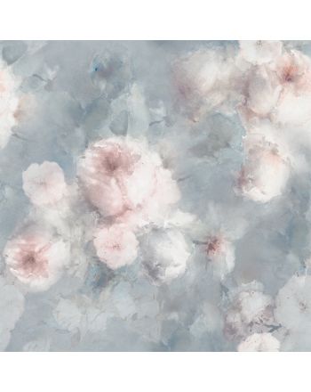 Tkanina zasłonowa welwetowa, drukowana w zamglone kwiaty, kolor szary, szerokość 150 cm, Monet - sprzedawana na metry