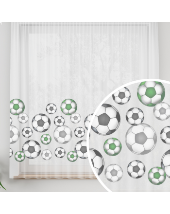 Firanka z ołowianką do pokoju dziecka Futbol, Piłka na przelotkach, wysokość 155 cm, kolor zielony - szyta na wymiar