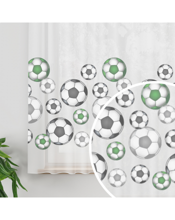 Firanka do pokoju dziecka Futbol, Piłka na taśmie, wysokość 155 cm, kolor zielony - szyta na wymiar